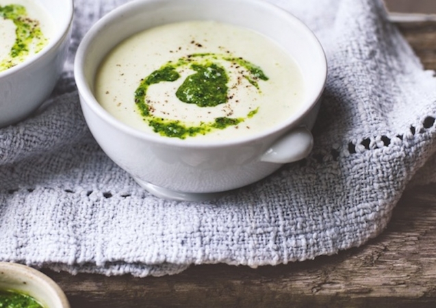 This soup reinterprets the Irish classic ‘colcannon’, a dish that is made of mashed potatoes and kale or cabbage. From "Clodagh's Irish Kitchen'" Recipe